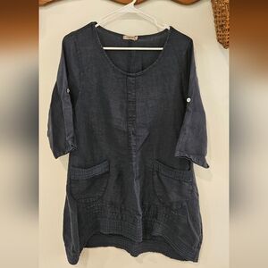 Lungo L'Arno Blue Linen Tunic/Dress Size S
